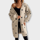 Lívia – Dlouhý Kardigan Se Vzorem Srdíček