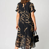 Natálie - Lehké Šaty s Lineárními Vzory a Výstřihem do V