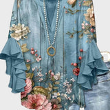 Sabina – Květinová Tuniková Halenka s Volány