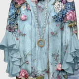 Ludmila – Boho Květovaná Halenka v Nebesky Modré