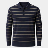 Leoš – Pánské pruhované polo s dlouhým rukávem