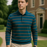Leoš – Pánské pruhované polo s dlouhým rukávem