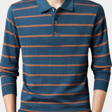 Leoš – Pánské pruhované polo s dlouhým rukávem
