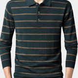 Leoš – Pánské pruhované polo s dlouhým rukávem