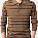 Leoš – Pánské pruhované polo s dlouhým rukávem